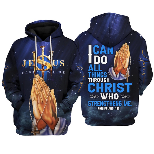 Unijames Jesus Cross and Prayer Jesus 3D All-Over Print Hoodie
