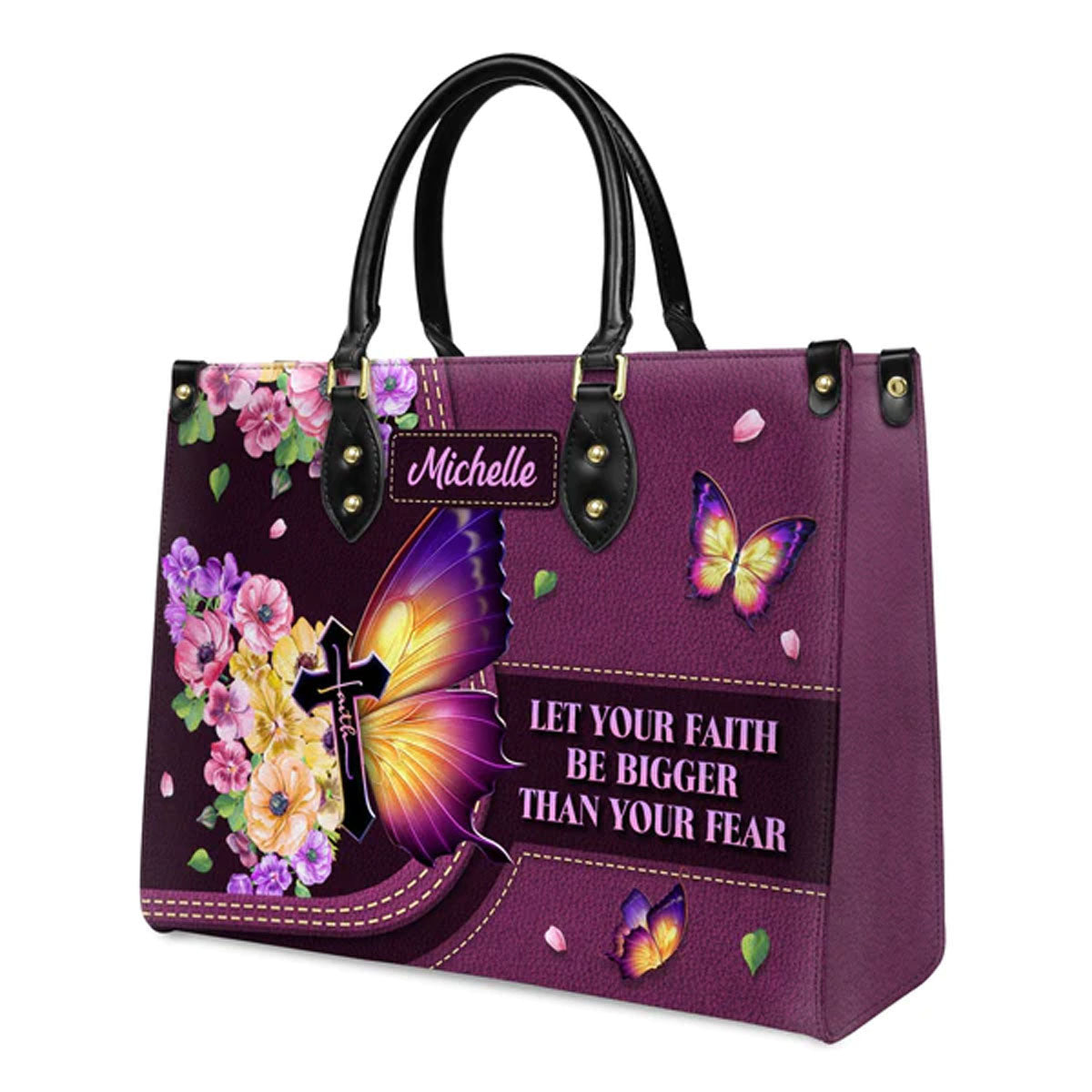 Let Your Faith Be Bigger Than Your Fear Leather Bags, Personalized Bags, Gifts for Women, Christmas Gift, CABLTB01140823.