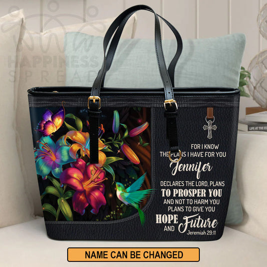 Personalized Hand Bag, For I Know The Plans I Have For You, Personalized Gifts, Gifts for Women.
