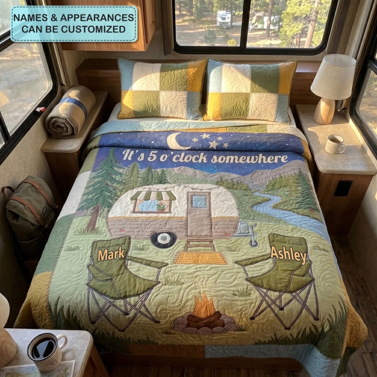 Camp Moments Personalized Custom 3-Piece Quilted Bedding Set