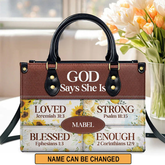 God Says She Is Leather Bags, Personalized Bags, Gifts for Women, Christmas Gift, CABLTB01290723.