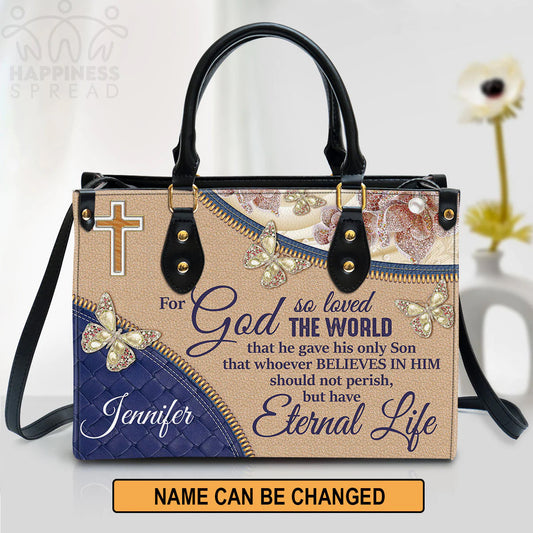 Personalized Hand Bag, For God So Loved The World, Personalized Gifts, Gifts for Women.