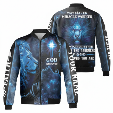 Unijames Lion of Judah “God Is My Savior” Bomber Jacket