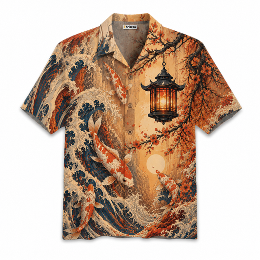 Golden Lantern & Koi Hawaiian Shirt