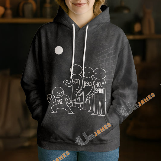 Unijames God, Jesus & Holy Spirit Hoodie – Heaven Has My Back 3D Hoodie