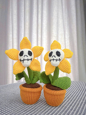 UniJames Skull Crochet Flower Pot Handmade Crochet