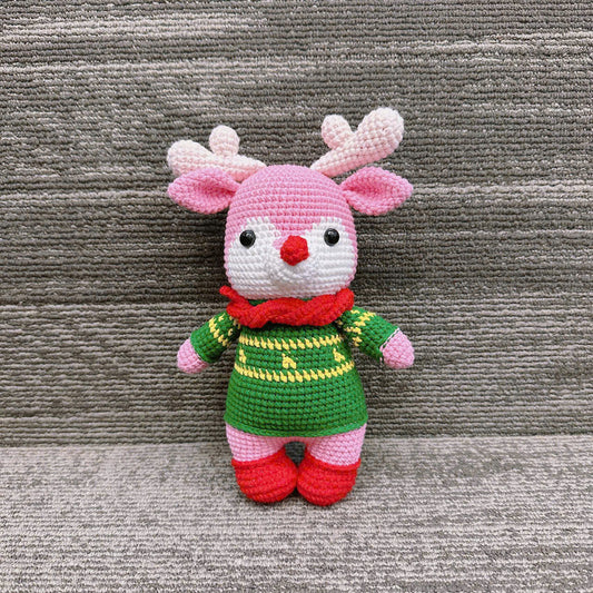 Unijames Christmas Pink Reindeer Handmade Crochet