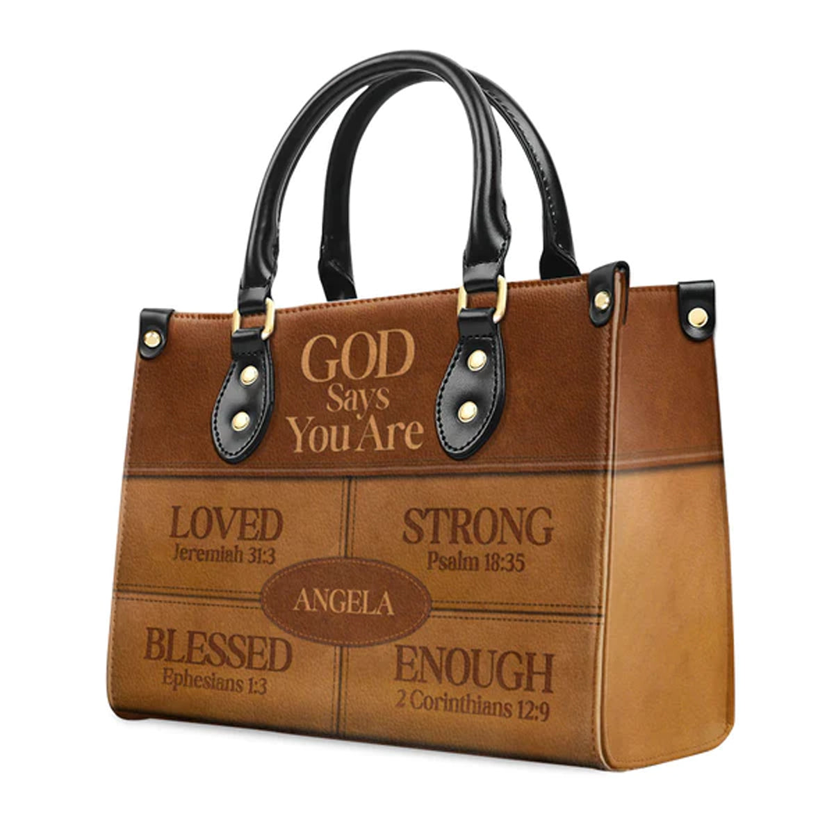God Says You Are Strong Psalm 18:35 Leather Bags, Personalized Bags, Gifts for Women, Christmas Gift, CABLTB04290723.