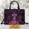 Personalized Floral Leather Handbag - Custom Name |