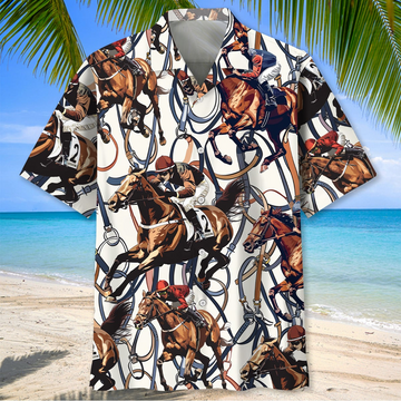 Unijames Horse Racing Jockey Bridle Pattern Hawaiian Shirt
