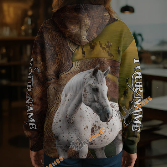 Unijames Personalized Appaloosa Horse Wood Grain Meadow Hoodie