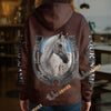 UniJames Personalized Horse Breed Horseshoe Brown Leather 3D Hoodie