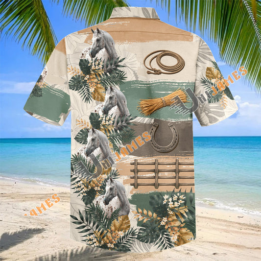 Unijames Appaloosa Horse Tropical Floral Hawaiian Shirt