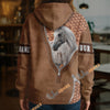 UniJames Appaloosa Horse Faux Zipper Tooled Leather 3D Hoodie