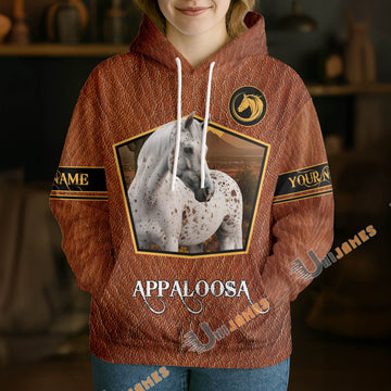 UniJames Personalized Appaloosa Horse Faux Leather 3D Hoodie