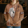UniJames Appaloosa Horse Faux Zipper Tooled Leather 3D Hoodie