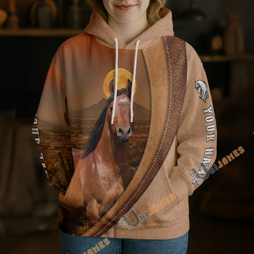 Unijames Personalized American Quarter Horse Desert Sunset Texture Hoodie