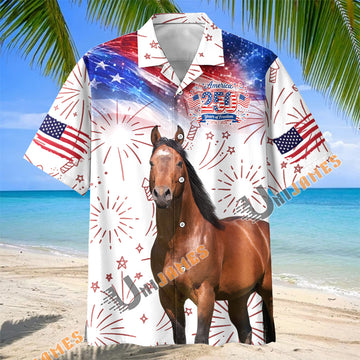 Unijames American Quarter Horse America 250 Years of Freedom Hawaiian Shirt