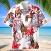 Unijames American Quarter Horse Red Hibiscus Tropical Hawaiian Shirt