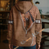 UniJames American Quarter Horse Faux Zipper Tooled Leather 3D Hoodie