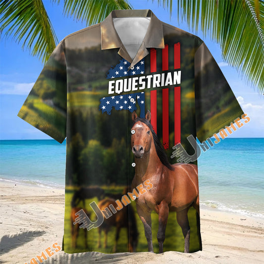 Unijames American Quarter Horse Equestrian Pasture Hawaiian Shirt