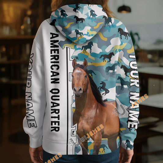 Unijames Personalized American Quarter Horse Camouflage Hoodie