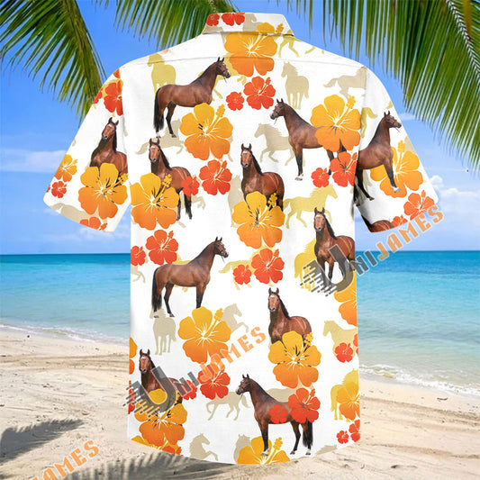 Unijames Tropical Bay American Quarter Horse Floral Hawaiian Shirt
