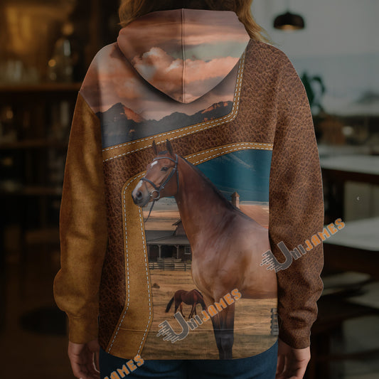 Unijames Personalized American Quarter Horse Farm Texture Hoodie