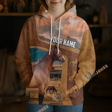 Unijames Personalized American Quarter Horse Farm Texture Hoodie