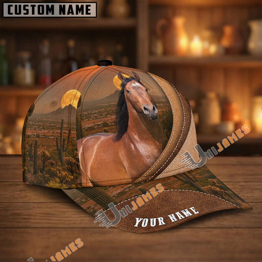 Unijames Personalized American Quarter Horse Lover Desert Scene Cap