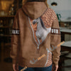 UniJames Arabian Horse Faux Zipper Tooled Leather 3D Hoodie