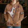 UniJames Arabian Horse Faux Zipper Tooled Leather 3D Hoodie