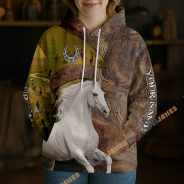 Unijames Personalized Arabian Horse Wood Grain Meadow Hoodie