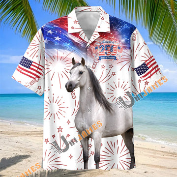 Unijames Arabian Horse America 250 Years of Freedom Hawaiian Shirt