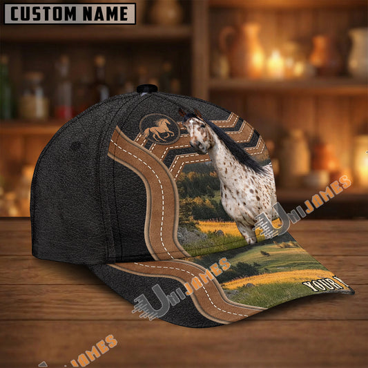Unijames Personalized  Horse Ranch Landscape Leather Style Cap