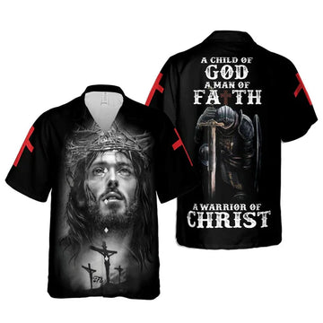 UniJames A Child Of God A Man Of Faith Hawaiian Shirts - Religious Hawaiian Shirts - Hawaiian Christian For Men Women