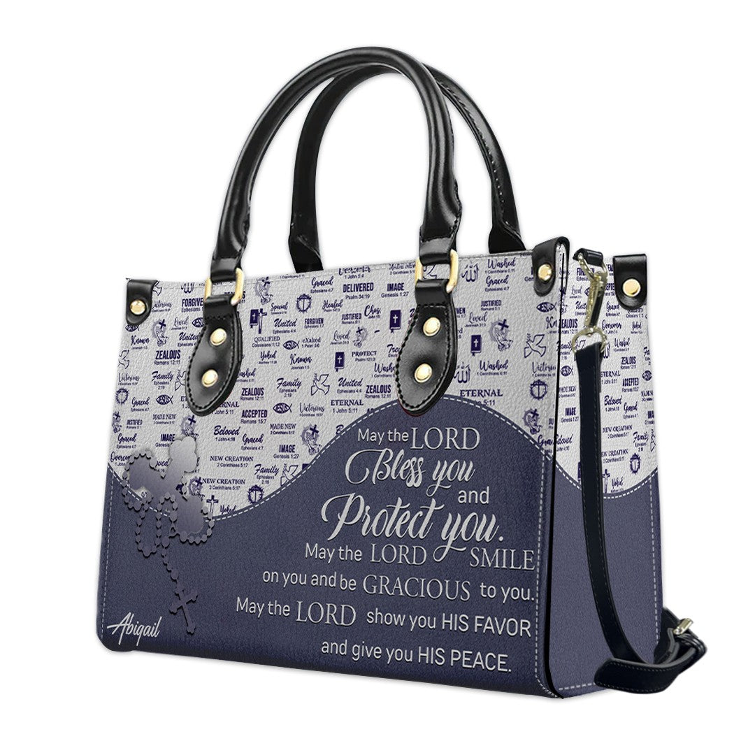 Christian Personalized Leather Handbag Flower for Women – Custom Name & Scripture |