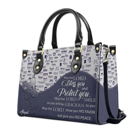 Christian Personalized Leather Handbag Flower for Women – Custom Name & Scripture |