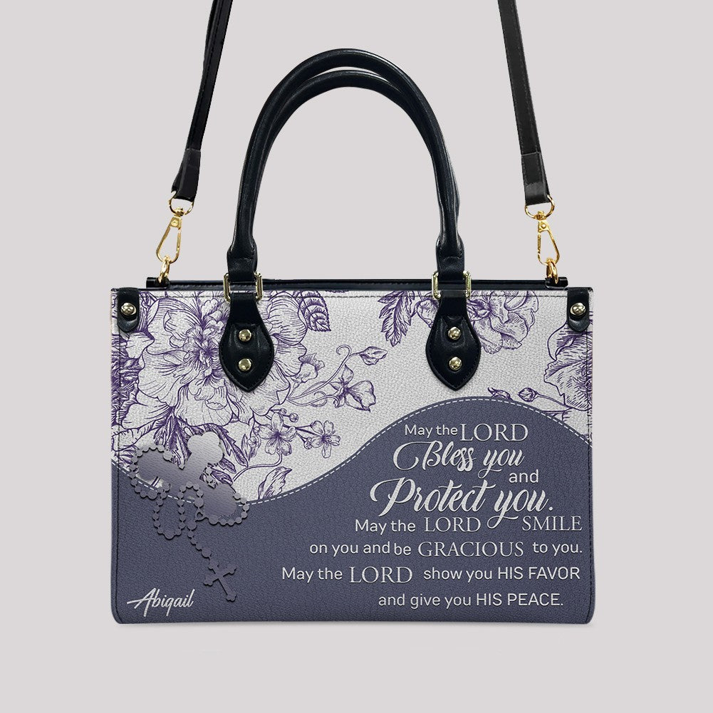 Christian Personalized Leather Handbag Flower for Women – Custom Name & Scripture |