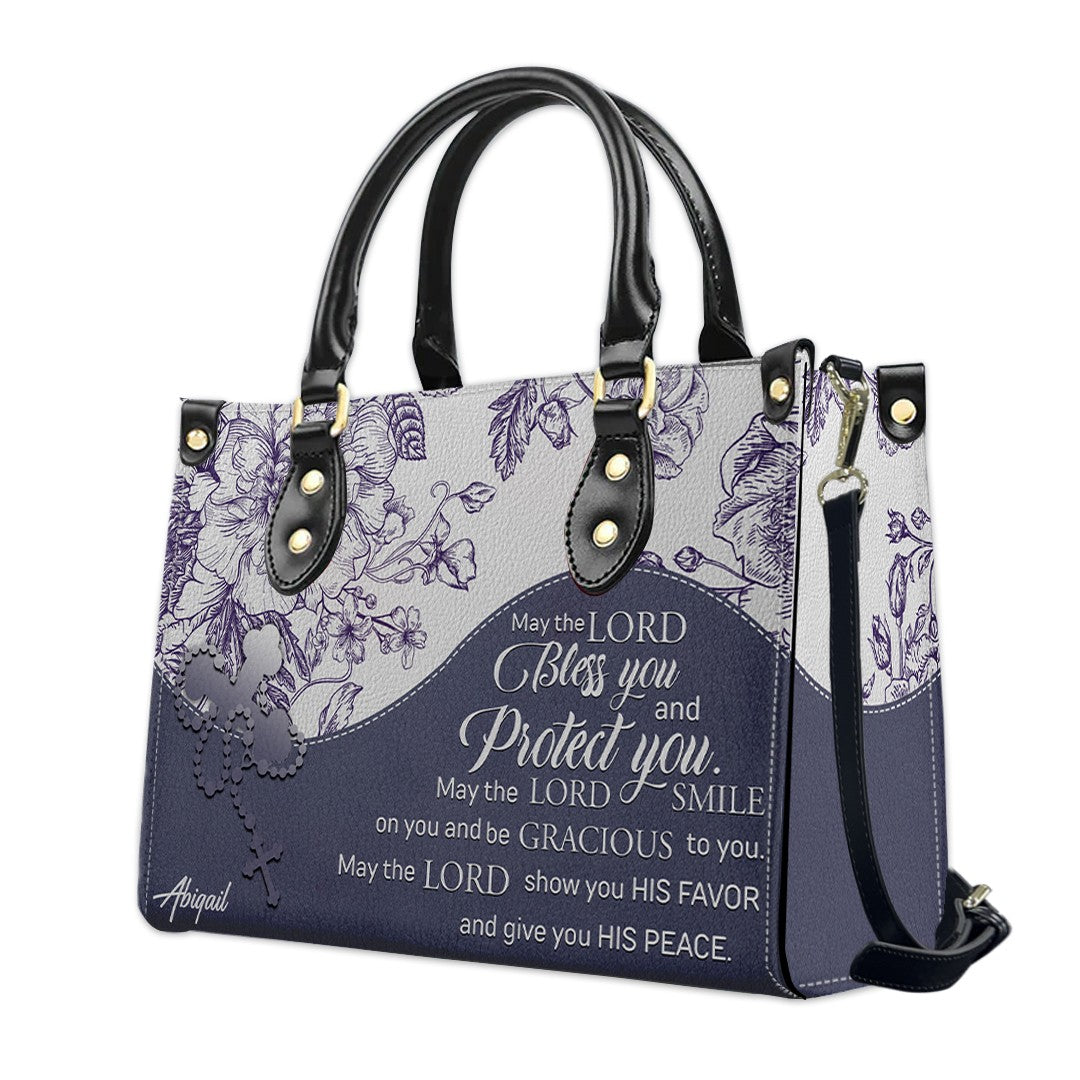 Christian Personalized Leather Handbag Flower for Women – Custom Name & Scripture |