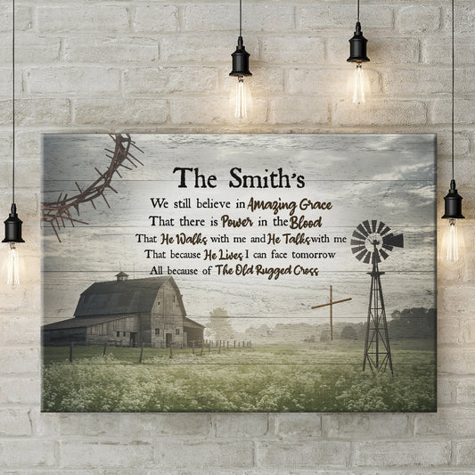 Uni Amazing Grace Premium Custom Family Name Canvas