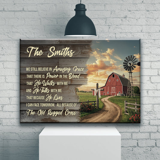 Uni Amazing Grace Barn Premium Custom Family Name Canvas