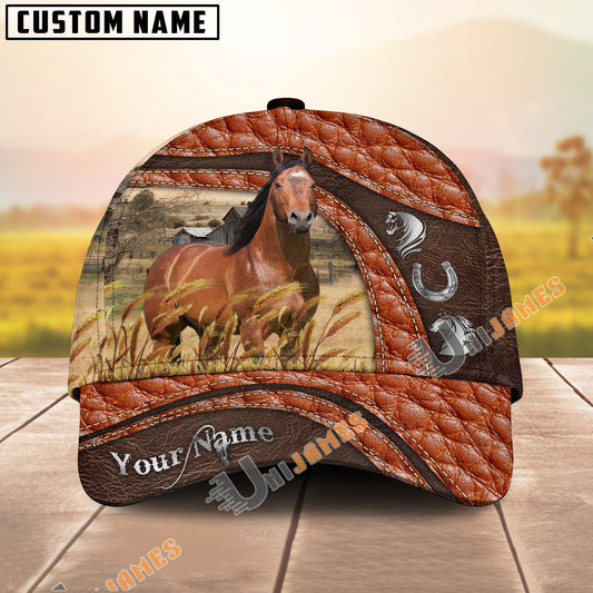 Unijames Personalized Horse Orange Brown Leather Style Cap (9 Breeds)