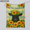 UniJames Sunflower Cattle On Farm Personalized Name Blanket
