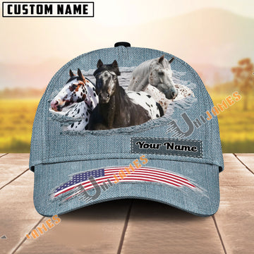 Unijames Appaloosa USA Flag Jeans Pattern Personalized Name Cap