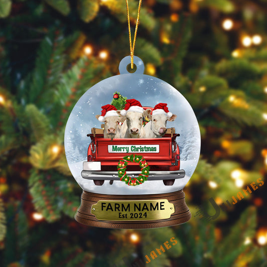 Uni Charolais Christmas Snowball Truck Custom Shape Acrylic Ornament