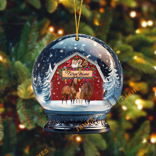 Uni Pig Christmas Snowball Farm Custom Shape Acrylic Ornament