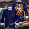 Unijames Skull Fire Chef Multicolor Option Custom Name Long Sleeve Chef Jacket (4 Colors)