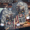 Unijames Eagle Camo Flag Multicolor Option Custom Name Long Sleeve Chef Jacket (4 Colors)