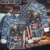 Unijames Eagle Camo Flag Multicolor Option Custom Name Long Sleeve Chef Jacket (4 Colors)